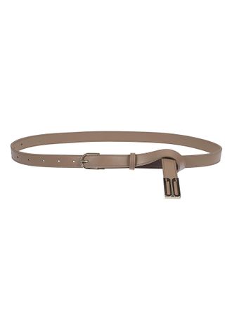 Victoria Beckham Taupe Dorian Narrow Leather Belt