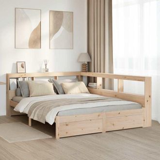 vidaXL Cama Con Estanter&iacute;a Sin Colch&oacute;n Madera Maciza De Pino 150x200cm Vidaxl