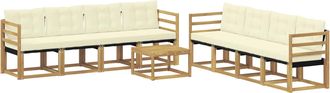 vidaXL Conjunto De Sof&aacute;s De Exterior 9 Uds. Blanco Y Crema Vidaxl