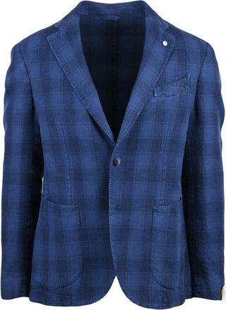 L.B.M. 1911 Light Blue Linen Cotton Rounded Blazer