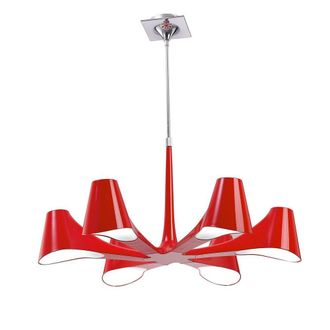 Netlighting Ora Telescopic Convertible To Semi Flush 6 Light E27 Gloss Red Chrome
