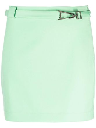 Patrizia Pepe belted straight mini skirt - women - Elastane/Viscose/Polyester/Polyester - 38 - Green
