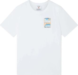 Casablanca Surreal Pool T-shirt met korte mouwen - Heren - T-shirts - Wit - S - Katoen - Tops