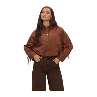 Aaiko Overhemden, Dames, Bruin, L, Dames Blouses Mikkie Strass Co 518
