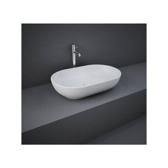 Nova Lavabo ovale da appoggio in ceramica Bianco Matt senza foro rubinetto - Feeling Rak Ceramics