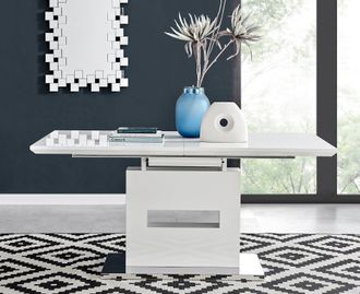 Furniturebox Arezzo 200cm Large Extending White High Gloss Dining Table