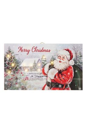 Glitzhome 24L Lighted Wooden Santa Wall Decor in Red at Nordstrom, Size Medium
