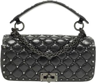 Valentino Pre-owned Handbags, female, Black, Size: ONE SIZE Pre-owned Leather Handbag