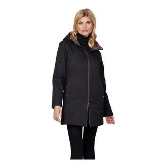 Junge Winter Jackets, female, Black, S, Leopard Print Hooded Jacket Comfort Fit