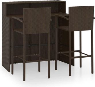 vidaXL Set De Muebles De Bar Para Jard&iacute;n 3 Piezas Marr&oacute;n Vidaxl