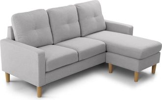 Home Heavenly Sof&aacute; chaise longue con puff reversible estilo nordico en gris
