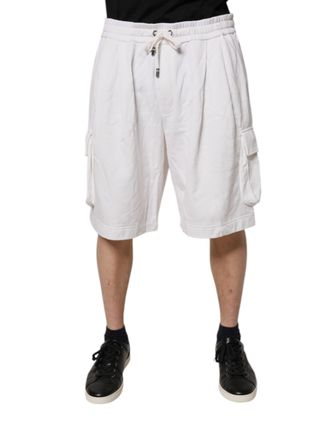 Dolce & Gabbana White Cotton Cargo Bermuda SweatMens Mens Shorts
