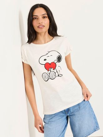 Fat Face FatFace White Snoopy Heart Graphic T-Shirt