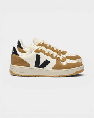 Veja Mens V 10 Leather Sneaker In Tent/black