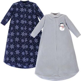 Hudson Baby Long Sleeve Fleece Sleeping Bag in Navy Snowman at Nordstrom