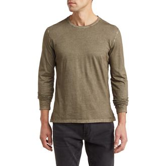 John Varvatos Crewneck Long Sleeve T-Shirt in Olive at Nordstrom Rack, Size X-Large