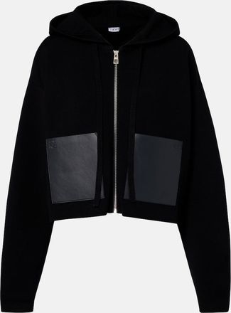 Loewe Leather-trimmed wool hoodie