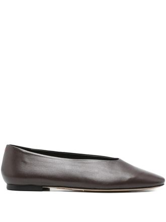 Aeyde Ballerine in pelle con punta quadrata - Marrone