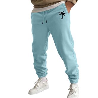 Generic Mens Trousers Casual Smart Christian Cross Print Athletic Sweatpants Elasticated Waist Joggers Tracksuit Bottoms with Pockets, Z01-Light Blue, L