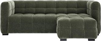 Miliboo Sof&aacute; De Dise&ntilde;o De 3 Plazas Y Reposapi&eacute;s En Tela Efecto Terciopelo Verde Caqui Corto
