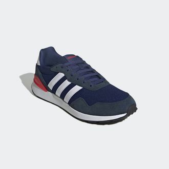 adidas Sneaker ADIDAS SPORTSWEAR RUN 60S 4.0, Herren, Gr. 44,5, weiss (dunkelblau, cloud wei&szlig;, aurora ink), Leder, Textil, Schuhe Sneaker