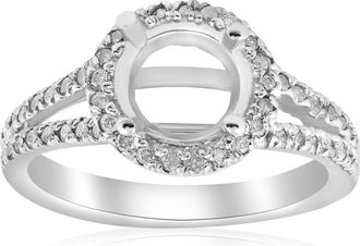 Pompeii3 1/2ct Halo Split Shank Diamond Engagement Ring Setting 14k White Gold Semi Mount