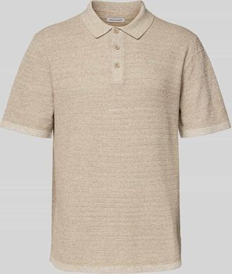 Jack & Jones Jack & Jones Regular Fit Poloshirt aus Baumwoll-Mix Modell GEORGE in Beige Melange, Gr&ouml;&szlig;e M