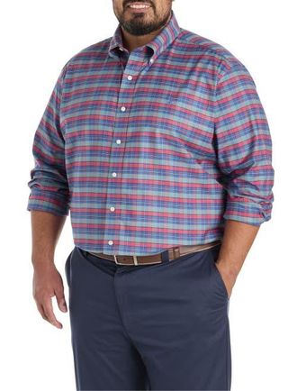 Brooks Brothers Big & Tall Non-Iron Oxford Plaid Sport Shirt in Artic Red Green at Nordstrom, Size Xx-Large