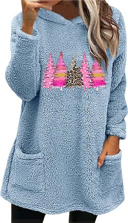 Generic Womens Soft Hoodies Lightweight Sweatshirts Tops Womens Double Velvet Autumn And Winter Large Profile Long Sleeved Casual Warm Long Sleeved Plush Swea