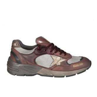 Golden Goose Sneakers, male, Brown, Size: 10 US Running Dad Leather Upper Laminated Star