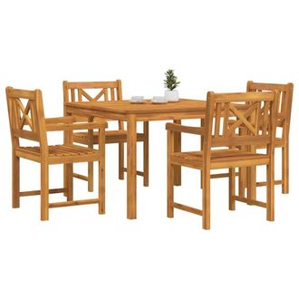 Berkfield Home Durable 5 Piece Garden Dining Set Solid Wood Acacia in Brown