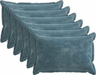 vidaXL Funda De Almohada 6 Uds. Houten Azul 40 X 60 Cm Tela Chenille Vidaxl