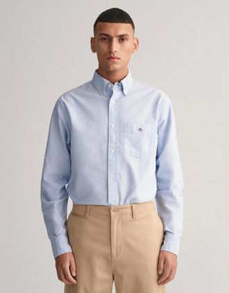 GANT Mens GANT Mens Regular Fit Long Sleeve Oxford Shirt - 455 Light Blue - Size: 44/Regular