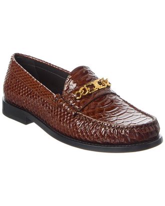 Celine Loco Triomphe Python-Embossed Patent Loafer