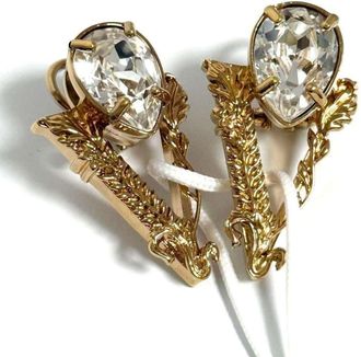 Versace Metal Rhinestone Stud Earrings (Pre-Owned)