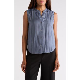 Vince Crinkled Band Collar Top in Dark Water at Nordstrom Rack, Size X-Small