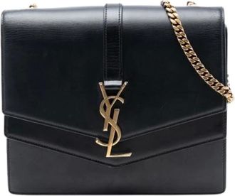 Saint Laurent Pre-owned Cross Body Bags, female, Black, Size: ONE SIZE Pre-owned Double Flap Crossbody Bag