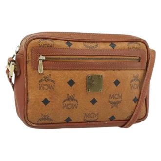 MCM Pre-owned Cross Body Bags, female, Brown, Size: ONE SIZE Pre-owned Plastic Shoulder Bag
