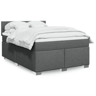vidaXL Vidaxl - Cama Box Spring Con Colch&oacute;n Tela Gris Oscuro 160x200 Cm