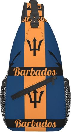 Generic Barbados Flag Sling Bag With Zipper Cross Body Bag Anti Theft Backpack For Women Runner Camping