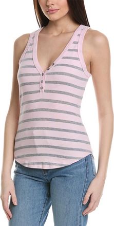 Michael Stars Luna Henley Tank Top In Pink/grey