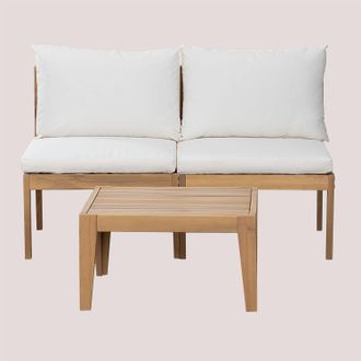 Sklum Sklum - Conjunto Jard&iacute;n Con Sof&aacute; Modular De 2 Piezas Y Mesa De Centro En Madera De Acacia Filips
