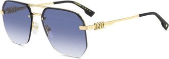 Dsquared2 Goud Blauw Frame Zonnebril - Dames - Zonnebrillen - Geel - 60 MM - Accessoires