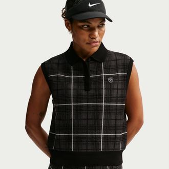 Nike Womens Fairway Fresh Plaid Golf Sweater Vest in Black | IO0356-010
