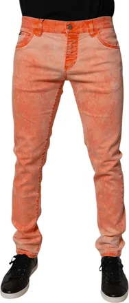 Dolce & Gabbana Orange Tie Dye Cotton Skinny Men Denim Jeans Elastane Clothing