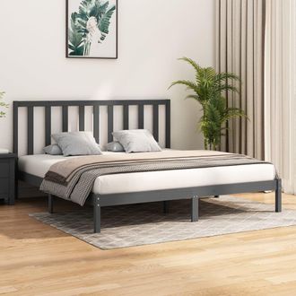 Berkfield Home Bed Frame Grey Solid Wood Pine 200x200 cm