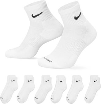 Nike Mens Everyday Plus Cushioned Training Ankle Socks (6 Pairs) in White | SX6899-100