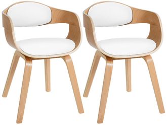 Clp Clp - Set De 2 Sillas De Sal&oacute;n Kingston En Polipiel Natural/blanco