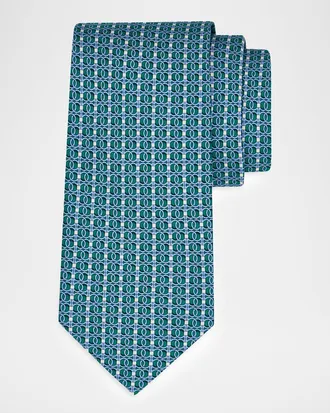 Ferragamo Men & apos;s Gancini Chain-Print Silk Tie