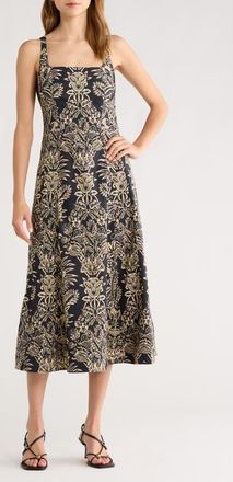 Ulla Johnson Natali Printed Cotton A-Line Dress in Noir Flora at Nordstrom, Size 14